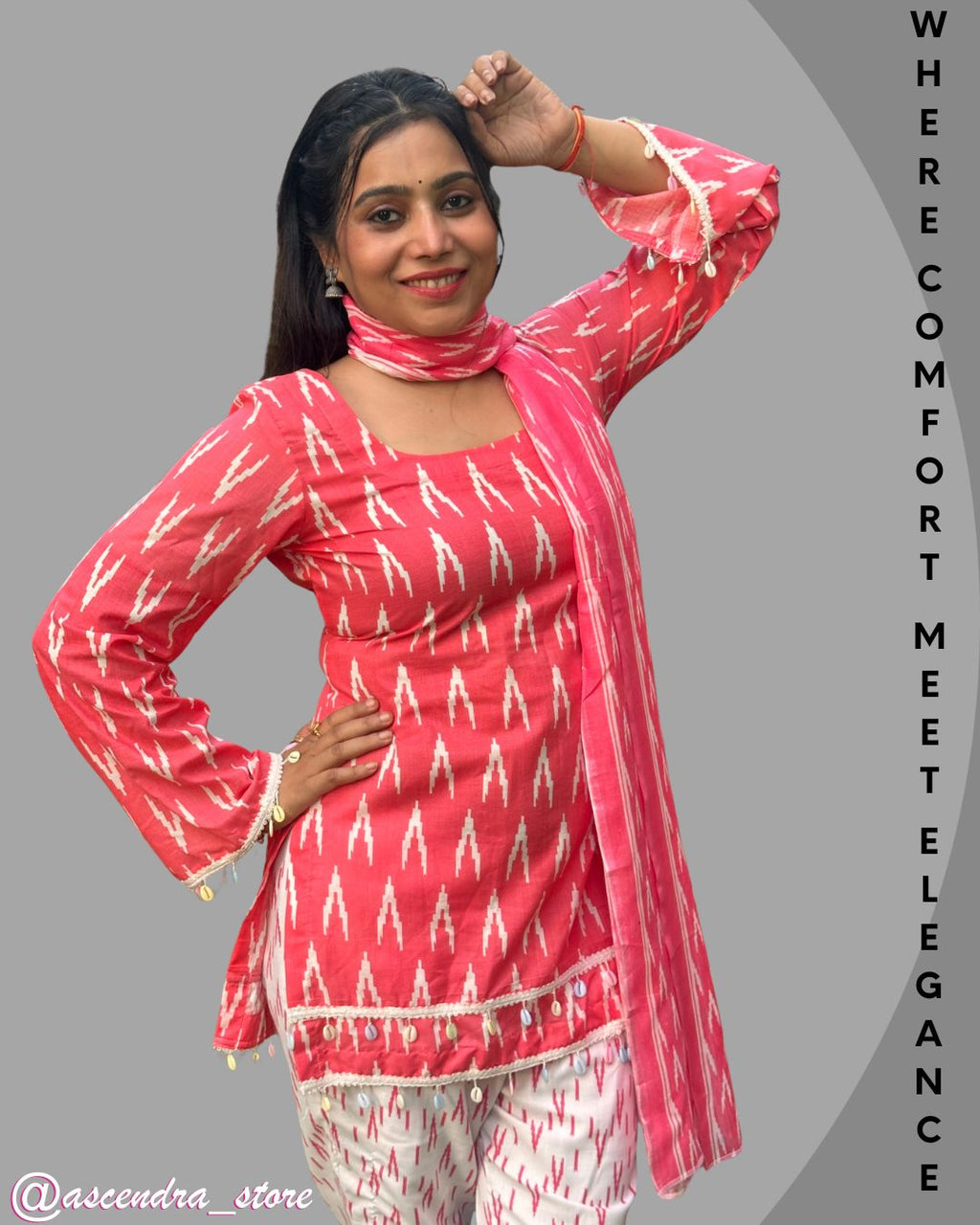MADHURI PINK COTTON SUIT SET WITH DUPATTA