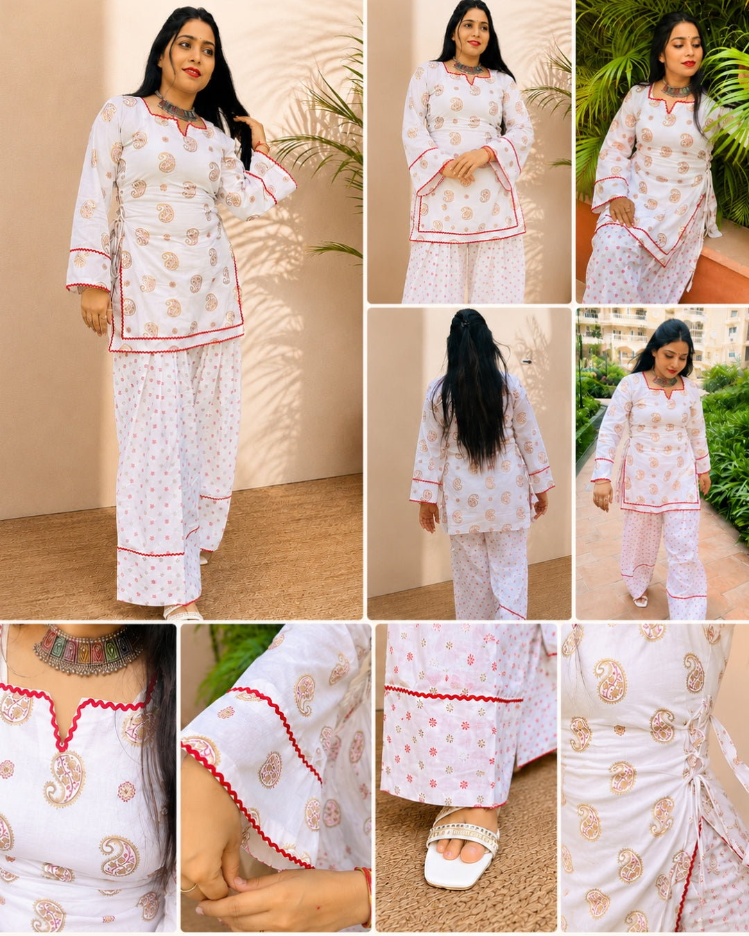 SUMITRA SQUARE NOTCH NECK BOTH SIDE CORD