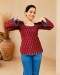 Sumitra  Printed Square Neck Corset Back Kurti