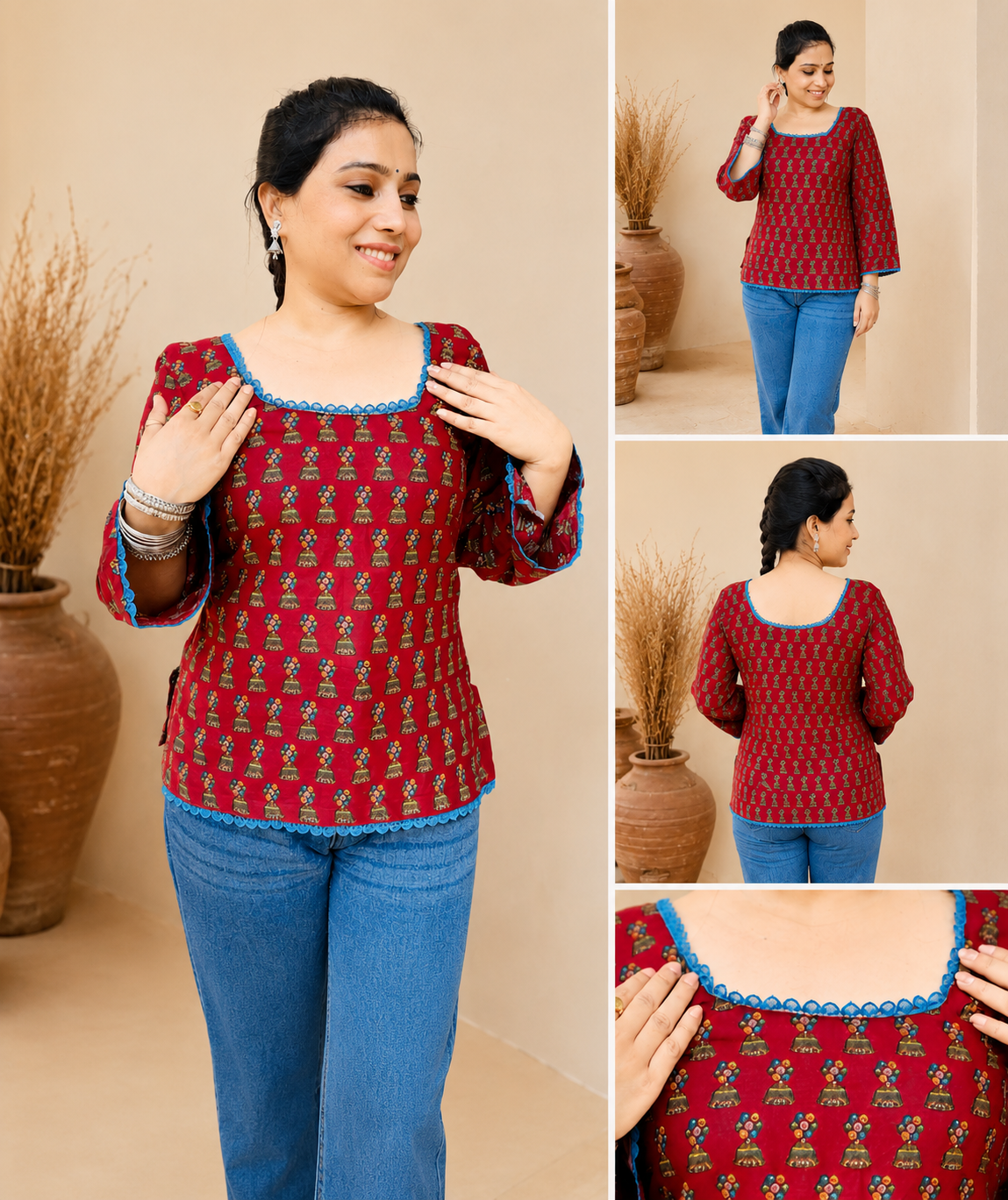 Sumitra  Printed Square Neck Corset Back Kurti