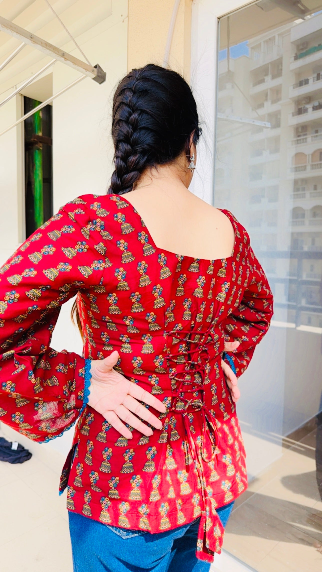 Sumitra Maroon Round Neck Corset Back Kurti