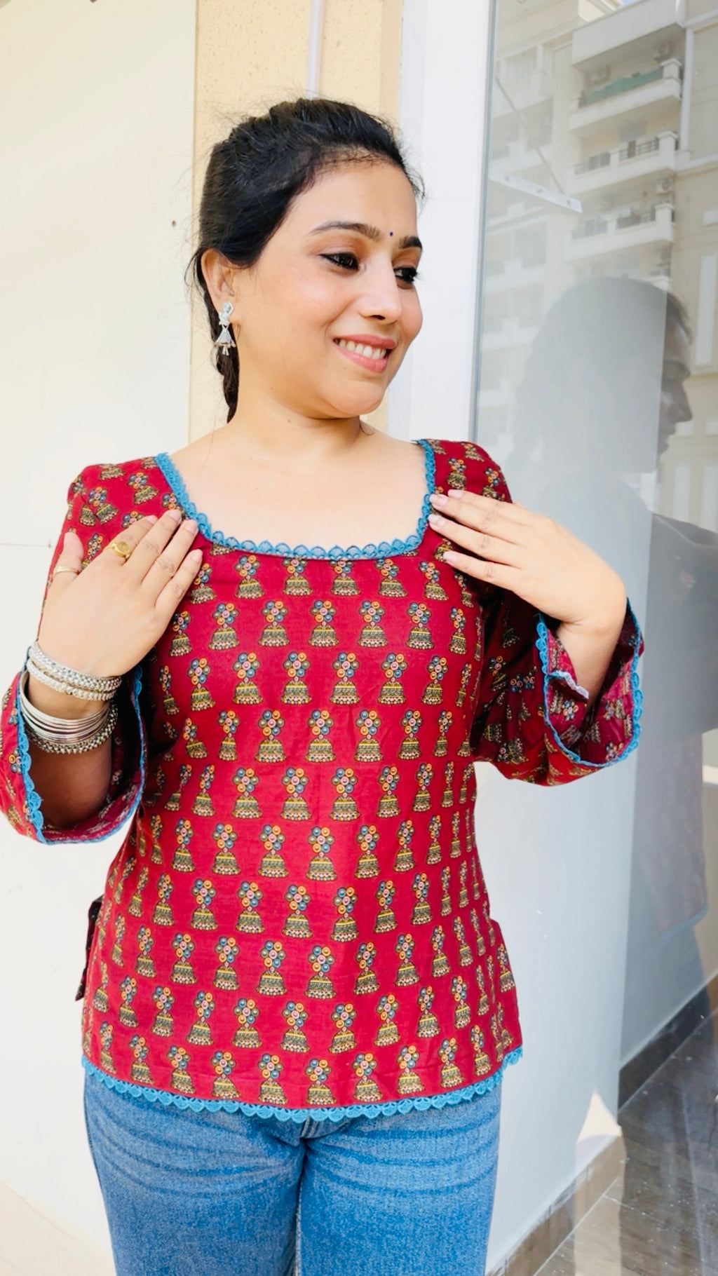 Sumitra Maroon Round Neck Corset Back Kurti