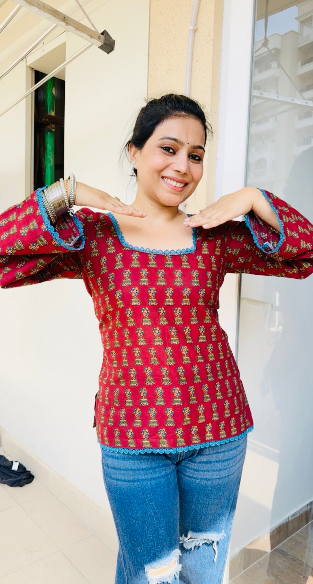 Sumitra Maroon Round Neck Corset Back Kurti