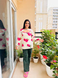 GULABO Women's Floral Rose Print Stylish Tunic Kurti